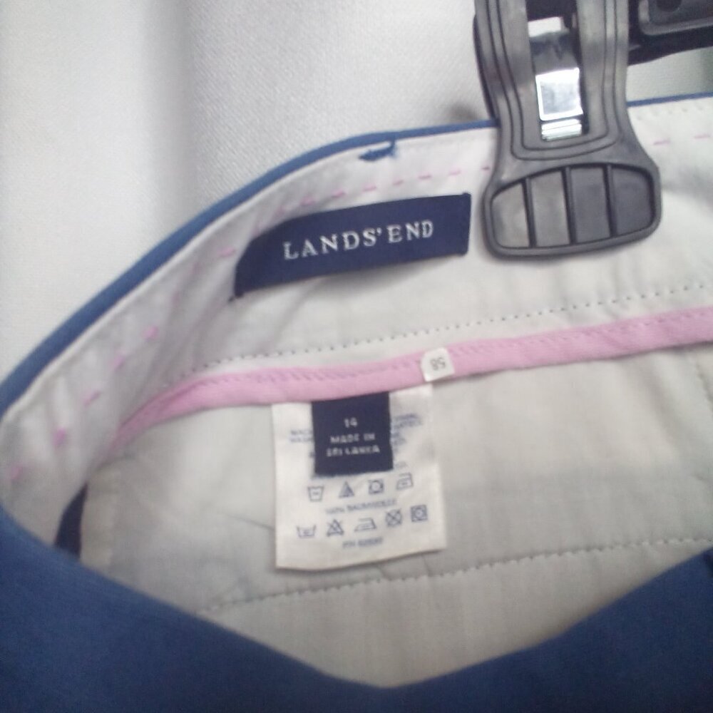 Lands' End Pants 14 Women Pockets Straight Blue - Picture 5 of 16